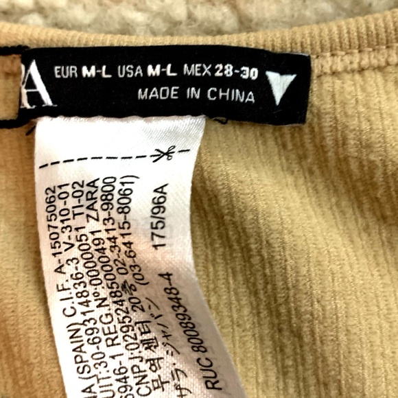 Zara Women Top M/L cutouts Ribbet Tan/cammel color Poly Blend Sl - Picture 2 of 6
